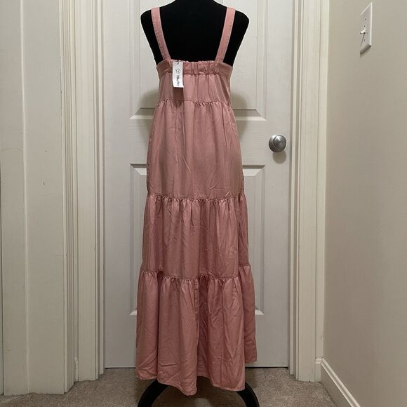NEW The Drop Britt Tiered Maxi Tent Dress Rosette Mauve‎ Pink X-Small XS Boho - Picture 4 of 10